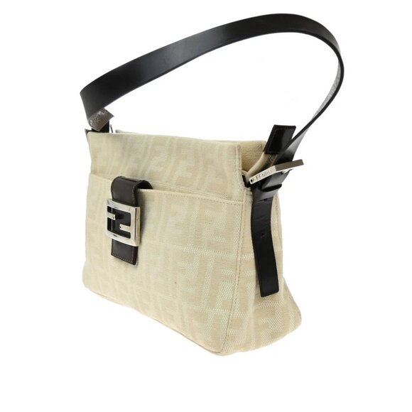 FENDI Logo Zucca Pattern Shoulder Bag Canvas Leather Beige SHW Italy 358-082025 - Picture 4 of 16